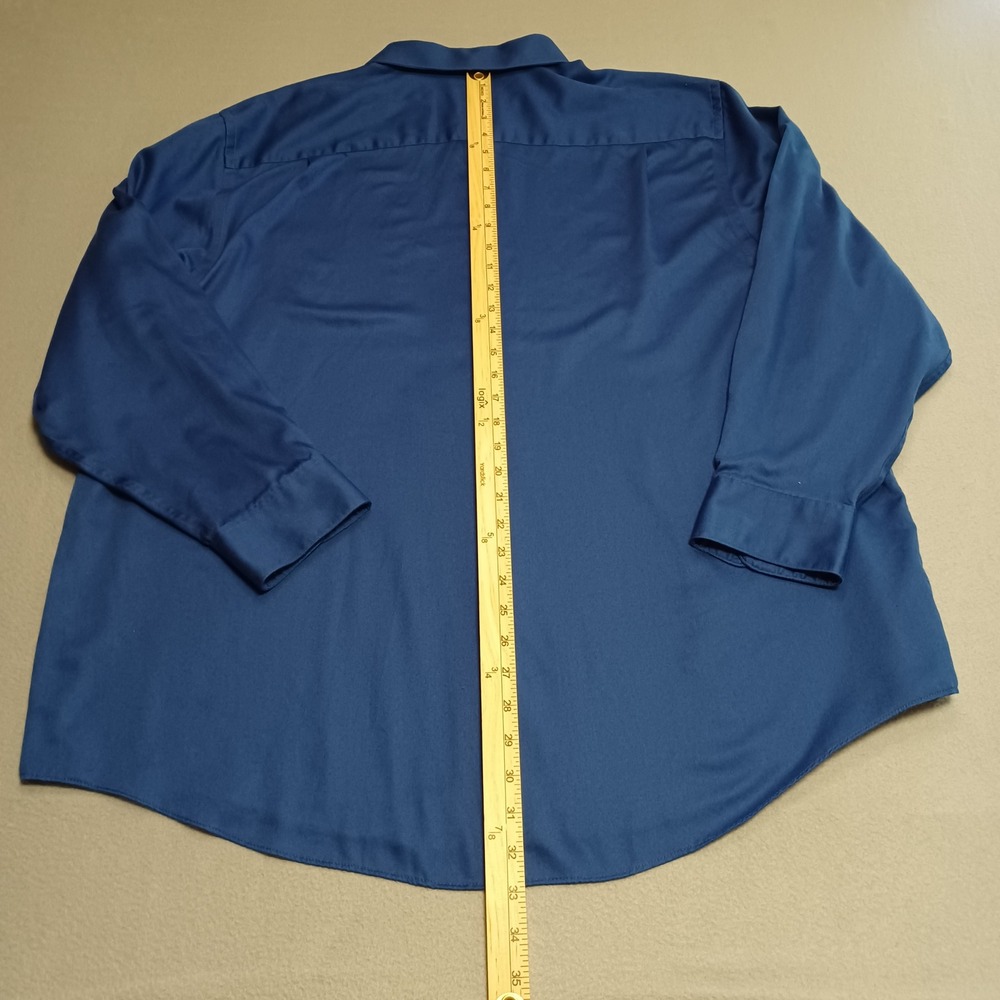George Dress Shirt Mens 2XL Blue Long Sleeve Button Down Classic Fit Pocket - Picture 4 of 12